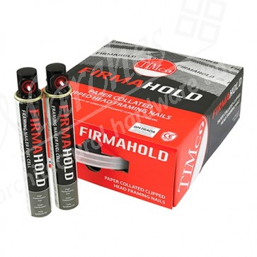 Firmahold Collated Clipped Hot Dipped Galvanised Brad Nails With Fuel Cells (2200 + 2 Cells) Plain Shank - 3.1 x 90mm