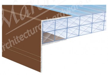 Exitex - Aluminium F-Section for 16mm Double Glaze Units 3m - Brown