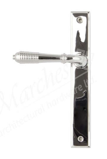 Reeded Slimline Lever Latch Set - Polished Chrome