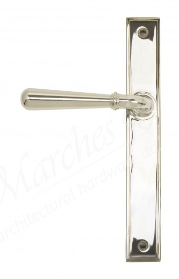 Newbury Slimline Sprung Lever Latch Set - Polished Nickel