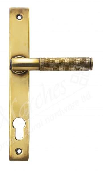 Brompton Slimline Lever Espag. Lock Set - Aged Brass