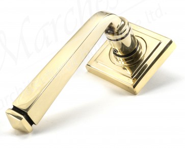 Avon Round Lever on Rose Set (Square) - Aged Brass