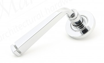 Avon Round Lever on Rose Set (Plain) - Polished Chrome