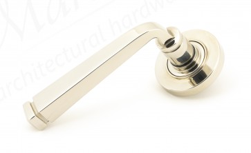 Avon Round Lever on Rose Set (Plain) - Polished Nickel 