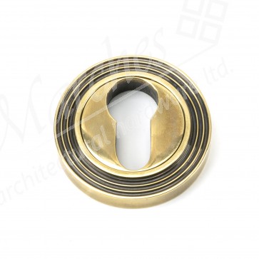 Round Euro Escutcheon (Beehive) - Aged Brass