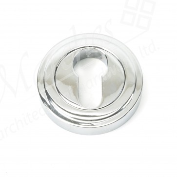 Round Euro Escutcheon (Art Deco) - Polished Chrome