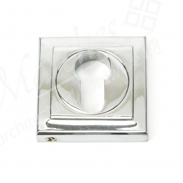 Round Euro Escutcheon (Square) - Polished Chrome