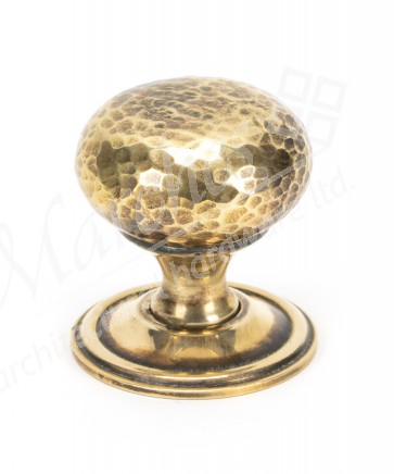 Aged Brass Hammered Mushroom Cabinet Knob 38mm