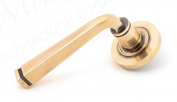 Avon Round Lever on Rose Set (Plain) - Polished Bronze