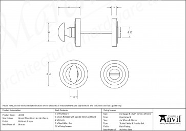 Round Thumbturn Set (Art Deco) - Polished Bronze