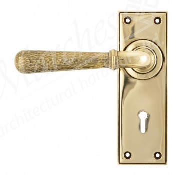 Aged Brass Hammered Newbury Lever Lock Set