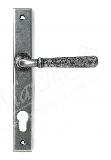 Hammered Newbury Slimline Espag. Lock Set - Pewter