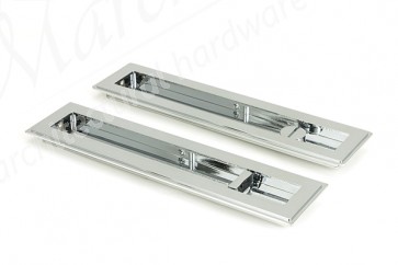 250mm Art Deco Rectangular Pull Privacy Set - Polished Chrome