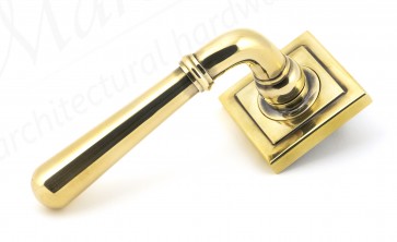 Newbury Lever on Rose Set (Square) Unsprung - Aged Brass