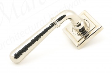 Hammered Newbury Lever on Rose Set (Square) Unsprung - Polished Nickel