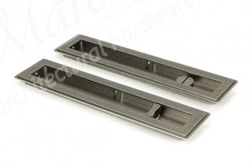 250mm Art Deco Rectangular Pull Privacy Set - Pewter