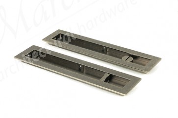 250mm Plain Rectangular Pull Privacy Set - Pewter