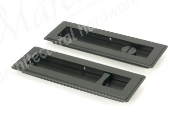 175mm Art Deco Rectangular Pull Privacy Set - Matt Black