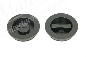 60mm Plain Round Pull Privacy Set - Matt Black