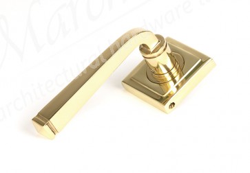 Avon Round Lever on Rose Set (Square) Unsprung - Polished Brass