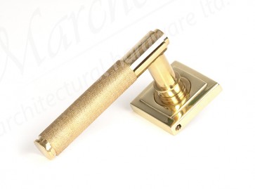 Brompton Lever on Rose Set (Square) - Polished Brass