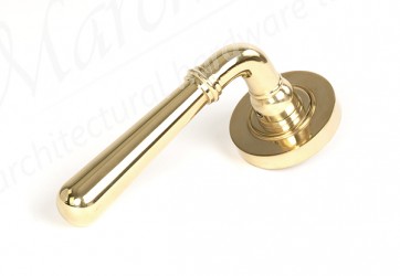 Newbury Lever on Rose Set (Plain) - Polished Brass