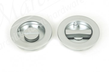 60mm Plain Round Pull Privacy Set - Satin Chrome