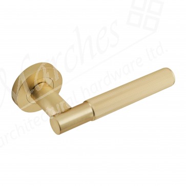 Insignia Linear Knurled Lever On Rose - Satin Brass (Zinc)