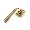 Hammered Newbury Lever on Rose Set (Square) - Aged Brass